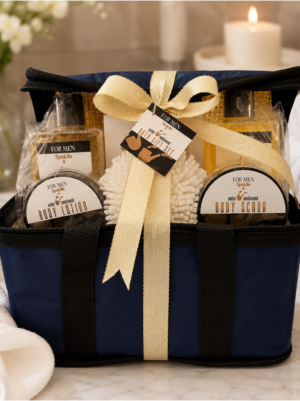 Men’s Bath & Body Gift Set with Gold Ribbon